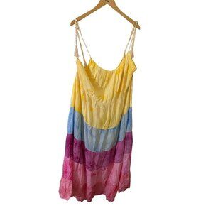NWT White Birch Women's Tie Dyed Multi Color Tassled Maxi Sun Dress - 3XL